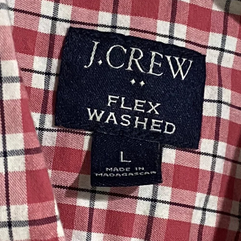 J Crew Flex Washed Slim Untucked Plaid Shirt L‎ Red